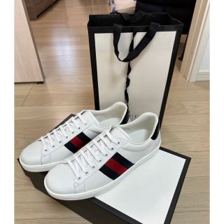 グッチ(Gucci)の未使用品！グッチ 386750 エース ウェブライン レザーローカットスニーカー(スニーカー)