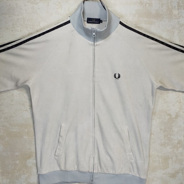 FRED PERRY(フレッドペリー)の【激レア】フレッドペリー XL トラックジャケット ブラウン 茶 クリーム ロゴ メンズのトップス(ジャージ)の商品写真