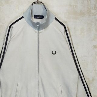 フレッドペリー(FRED PERRY)の【激レア】フレッドペリー XL トラックジャケット ブラウン 茶 クリーム ロゴ(ジャージ)