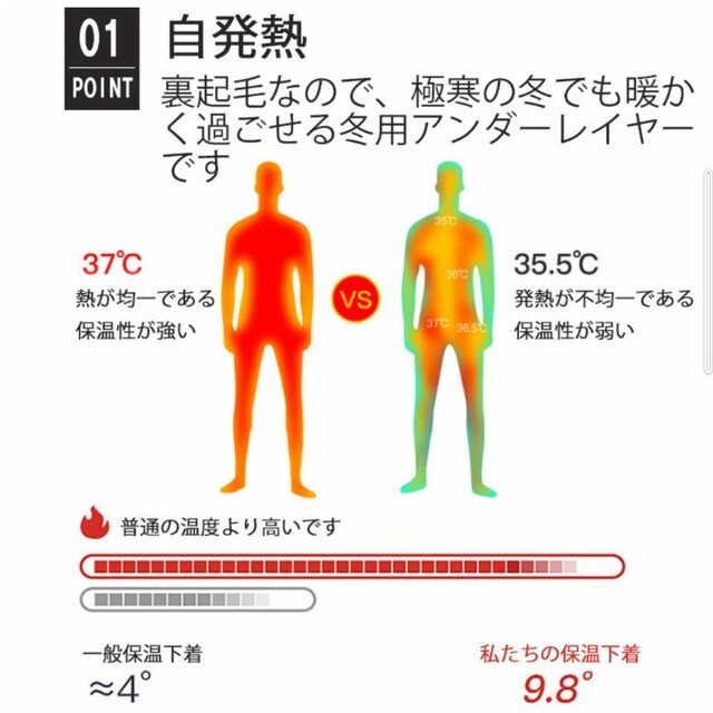 極暖ヒートテック上下セット！寒さ対策　大特価！肌触り最高の着心地　暖かいインナー メンズのアンダーウェア(その他)の商品写真