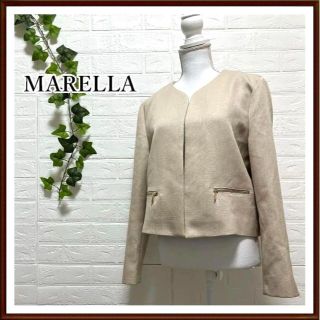 MARELLA マレーラ ノーカラージャケット アースカラー L レディースの