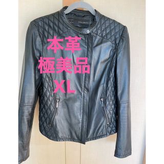 ザラ(ZARA)のZARA ライダースジャケット 本革 極美品(ライダースジャケット)