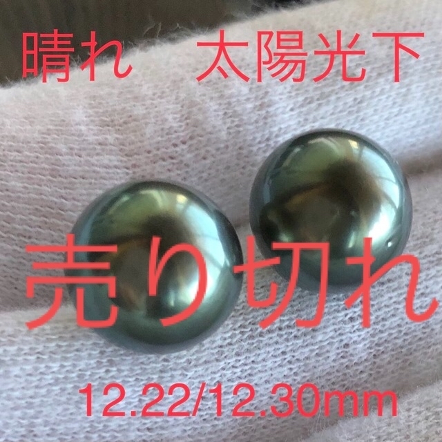 K14WG 天然南洋黒蝶真珠ピアス　12.30/12.22mm