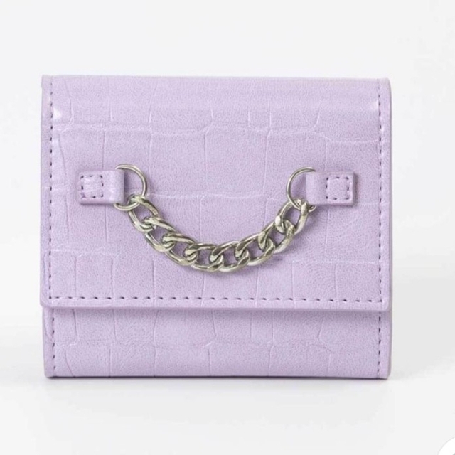 ALTROSE ❣ 三つ折り財布 紫 パープル クロコ 型押し チェーン 折り レディースのファッション小物(財布)の商品写真