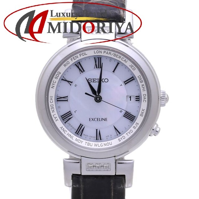人気デザイナー - SEIKO セイコー 38427【中古】【腕時計】 / レディース 革 × ステンレススチール ソーラー ラグダイヤ 1B25-0AM0 SWCW109 ドルチェ&エクセリーヌ SEIKO 腕時計