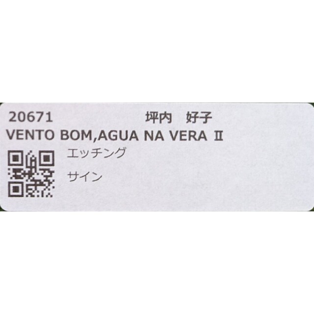 ポイント2倍 額付 坪内好子「VENTO BOM,AGUA NA VELA Ⅱ」作家直筆