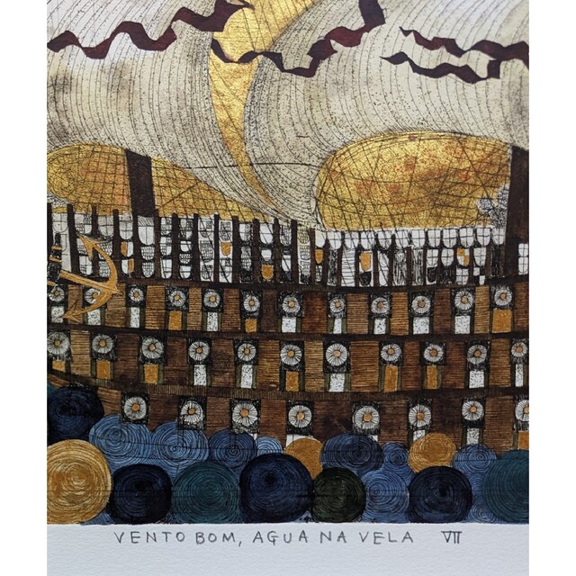 額付 坪内好子「VENTO BOM,AGUA NA VELA Ⅴ」作家直筆サイン