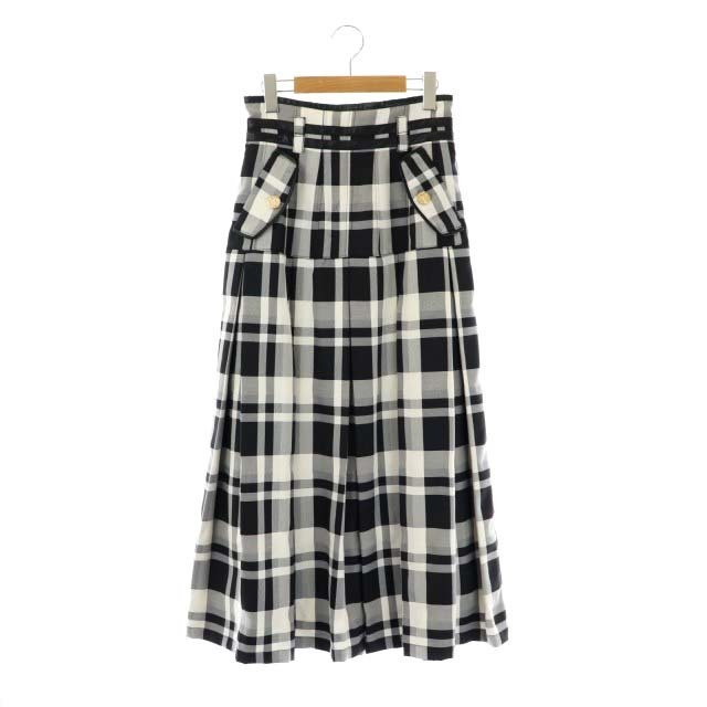 88cmスカート丈ハーリップトゥ Pleated Checkered Twill Skirt