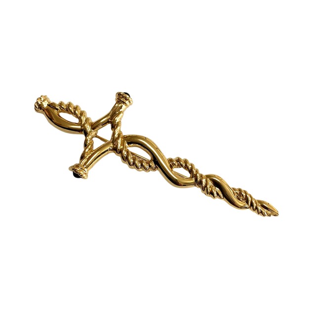 ニナリッチ　ゴールド　ブローチ　美品　フォーマル　ロープ　螺旋　十字 1