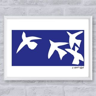 149 アートポスター A4フレーム付 マティス 青い鳥 北欧 サイズ可変(アート/写真)