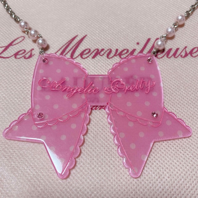 Angelic Pretty(アンジェリックプリティー)のAngelic Pretty⑅ドットときめきリボンネックレス レディースのアクセサリー(ネックレス)の商品写真