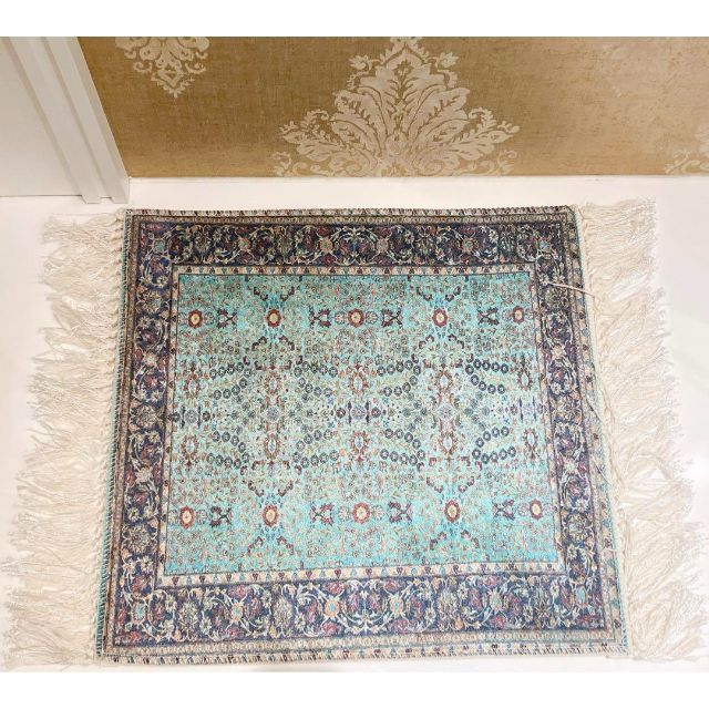 約6cm素材正方形 トルコ製 40×40 ミニ絨毯 ラグ ペルシャ風 マット北欧 エスニック