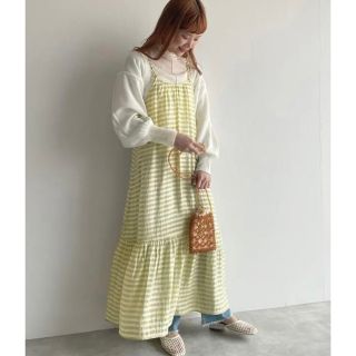 ダブルクローゼット(w closet)のシアーボーダーティアードキャミワンピース(ロングワンピース/マキシワンピース)