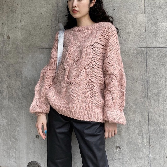 moussy - MOUSSY LOW GAUGE CABLE KNIT 限定 ピンクの通販 by moussy - MOUSSY LOW GAUGE CABLE KNIT 限定 ピンクの通販 by