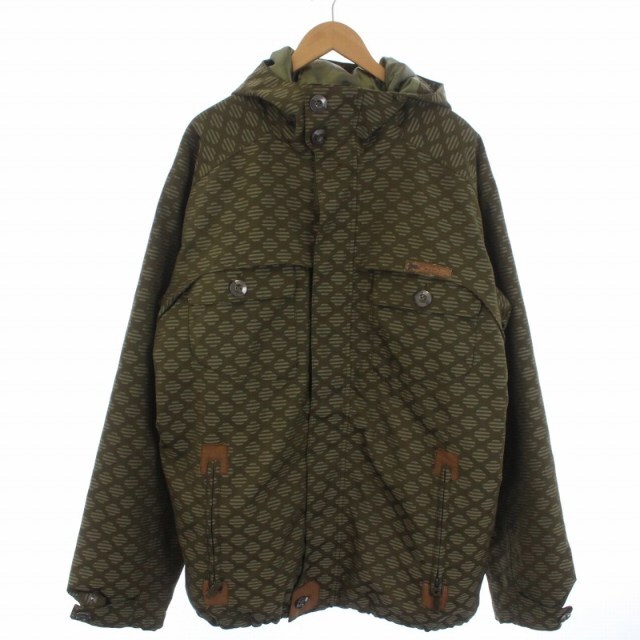 BURTON 中綿ジャケット ジップアップ フード 総柄 XL カーキ