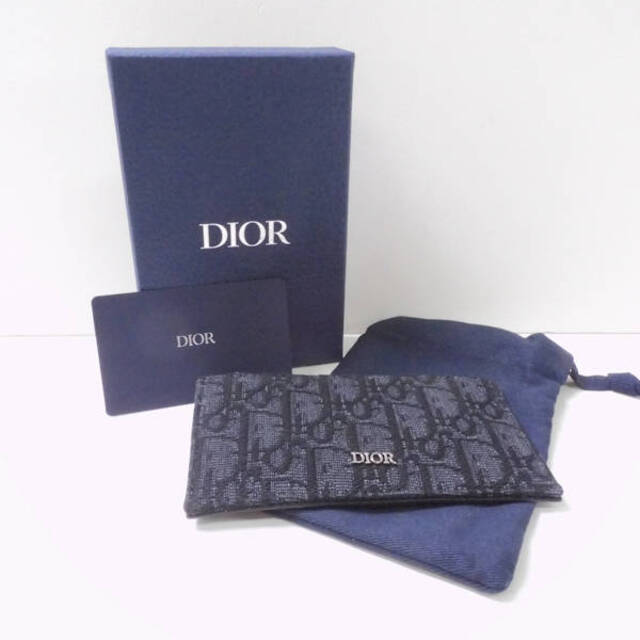 ファッション小物未使用 Dior ディオール ジップカードホルダー ブラック グレインドカーフスキン オブリーク ジャカード カードケース メンズ AU1191W