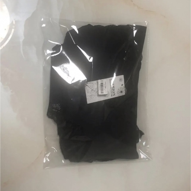 レディース フリーノンワイヤーカップ付きブラ ショーツ上下セット　ブラック レディースの下着/アンダーウェア(ブラ&ショーツセット)の商品写真