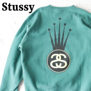 《激レア》90s ステューシー STUSSY☆スウェット L デカロゴ グリーン