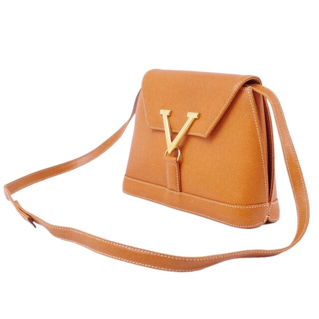 VALENTINO(ヴァレンティノ)の美品 Vintage ヴァレンティノ VALENTINO LES SACS バッグ ミニ ショルダーバッグ V金具 カーフレザー カバン レディース ブラウン レディースのバッグ(ショルダーバッグ)の商品写真