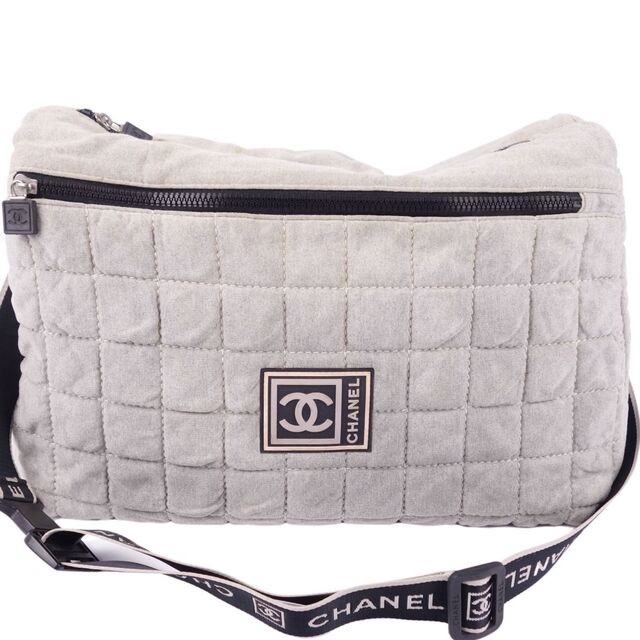 シャネル CHANEL スポーツライン バッグ ショルダーバッグ ココマーク チョコバー カバン レディース グレー