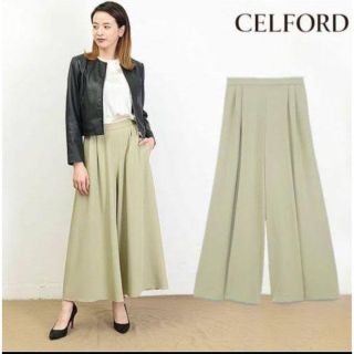 セルフォード(CELFORD)のCELFORD セルフォード ダブルサテンワイドパンツ カーキ 36 S(ロングスカート)