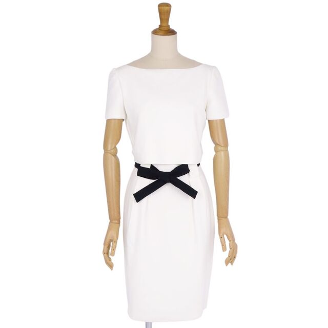 エンポリオアルマーニ EMPORIO ARMANI ドレス ワンピース ベルト付き ドッキング 半袖 レディース 36(S相当) ホワイト