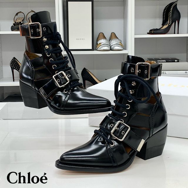 Chloe - 2811 未使用 クロエ レザー レースアップ ショートブーツ ...