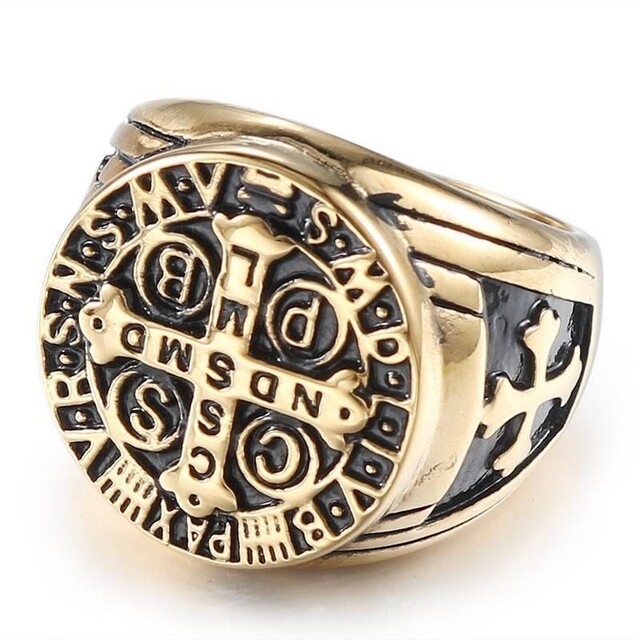 【SALE】リング メンズ アクセサリー ゴールド  十字架 金色 指輪 20号 レディースのアクセサリー(リング(指輪))の商品写真