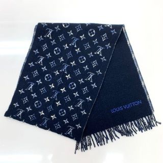 未使用★正規 定価102300円 ルイヴィトン M78212 エシャルプ・LV ステラー モノグラム刺繍 シルク／カシミヤ マフラー 170×35 グリ 箱付