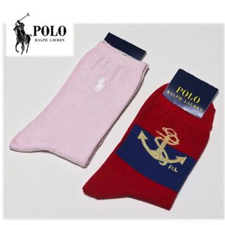 ポロラルフローレン(POLO RALPH LAUREN)の4足セット 新品 イカリ ロゴ刺繍入り ソックス 2足 22~24cm(ソックス)