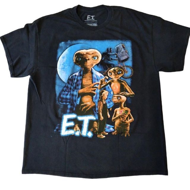 ET　ヴィンテージ加工Ｔシャツ　Lサイズ　黒　E.T.　両面プリント *