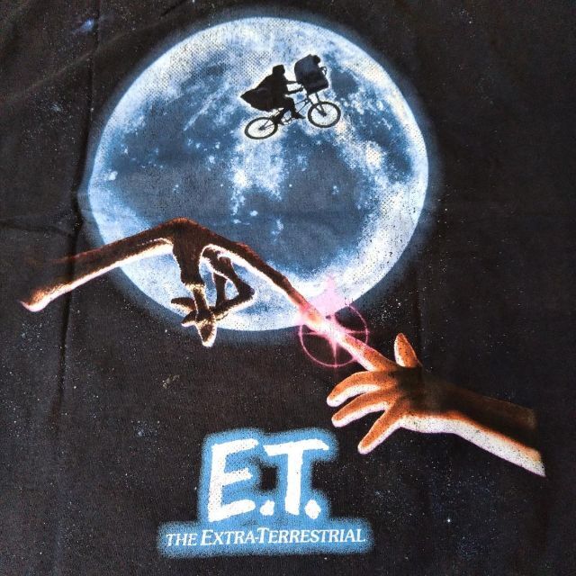 ET　ヴィンテージ加工Ｔシャツ　Lサイズ　黒　E.T.　両面プリント * 3