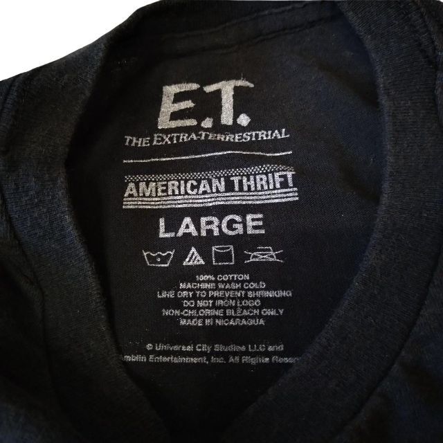 ET　ヴィンテージ加工Ｔシャツ　Lサイズ　黒　E.T.　両面プリント * 4