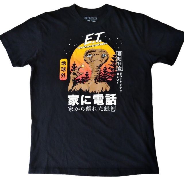 riot society × ET　Ｔシャツ　Lサイズ　黒　E.T. *