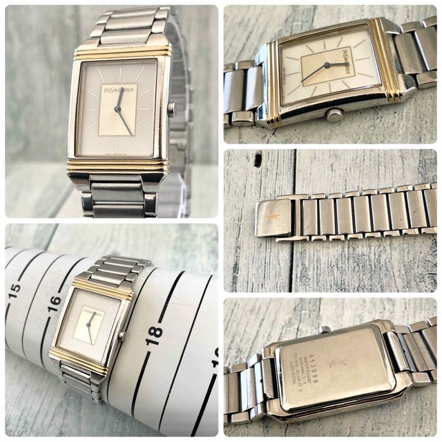 【電池交換済】Yves Saint Laurent スクエア コンビ YSL