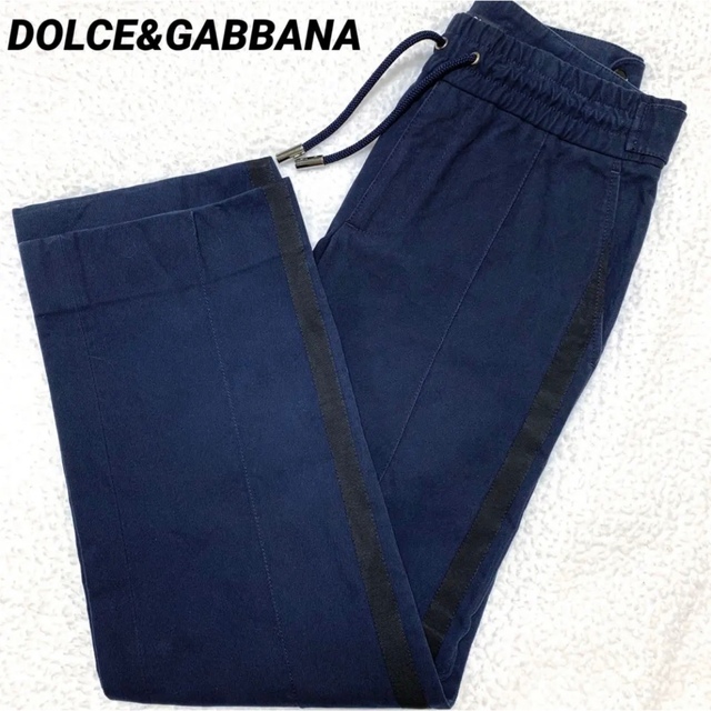 DOLCE & GABBANA ロゴ金具 パンツ ネイビー サイドライン