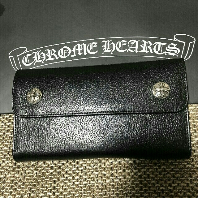 Chrome Hearts - 極美品個体 クロムハーツ WAVE ウォレット ブラックヘビーレザー 長財布