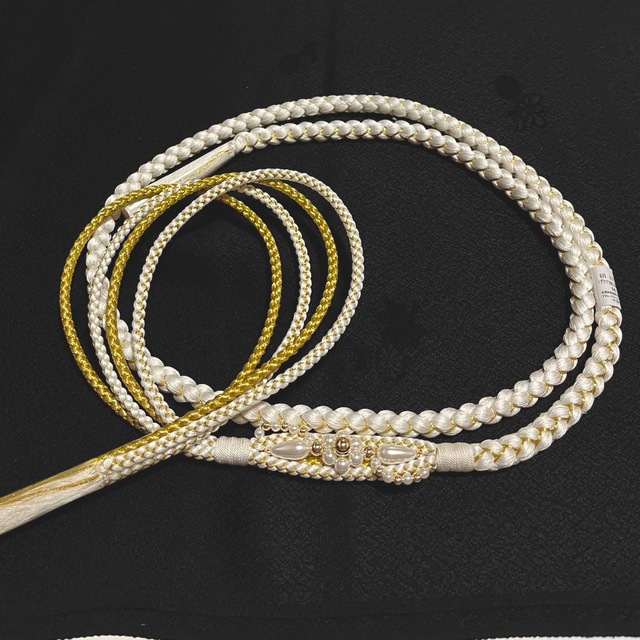 2022新生活 振袖用 帯締め✨帯締め白✨白と金色4本細紐 通販