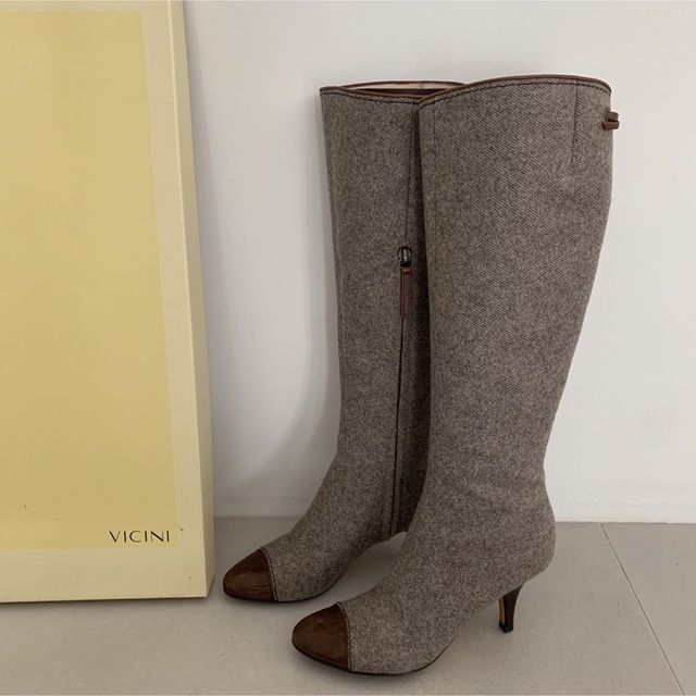 VICINI(ヴィチーニ)のVICINI ツィード ロングブーツ レディースの靴/シューズ(ブーツ)の商品写真