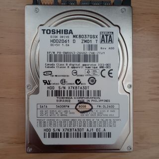 TOSHIBA　HDD　80GB　MK8037GSX(PCパーツ)