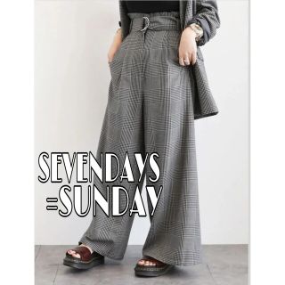 セブンデイズサンデイ(SEVENDAYS=SUNDAY)のSEVENDAYS=SUNDAY 定価4389円 グレンチェックワイドパンツ(カジュアルパンツ)