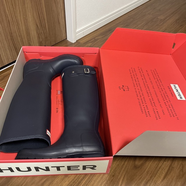 ハンター　HUNTER レインブーツ　ネイビー24.5cm美品