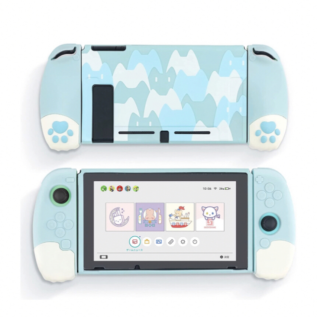 Nintendo Switch(ニンテンドースイッチ)のGeekShare Switchカバー switch対応 猫肉球カバー（ブルー） エンタメ/ホビーのゲームソフト/ゲーム機本体(その他)の商品写真