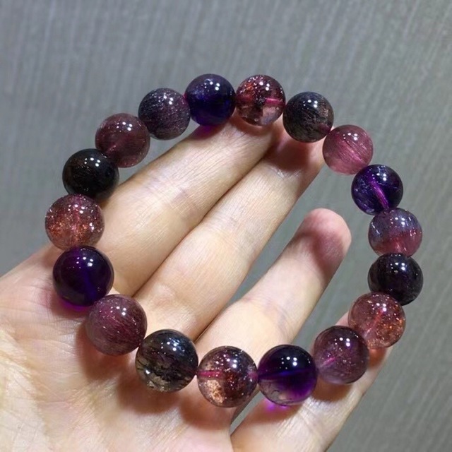 高級】フラワー パープルルチル スーパーセブン ブレスレット 11.8mm
