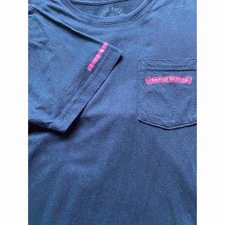 クロムハーツ(Chrome Hearts)の正規品 クロムハーツ メンズ Tシャツ ブラック 黒 蛍光 ピンク ロゴ L(Tシャツ/カットソー(半袖/袖なし))