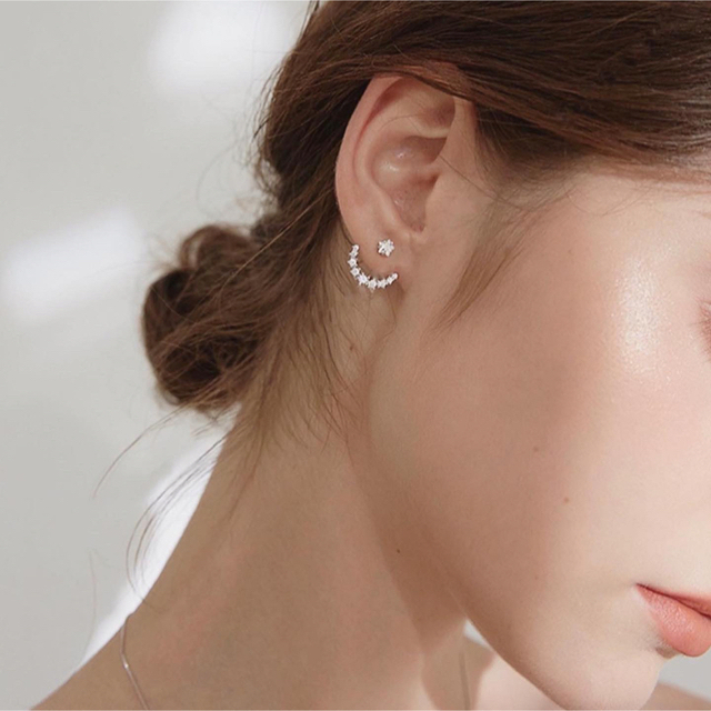 AHKAH(アーカー)の2way moonstar jacket pierce s925 post   レディースのアクセサリー(ピアス)の商品写真