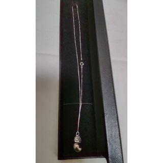 K18WG ITALYベネチアンチェーン黒真珠トップネックレス(ネックレス)