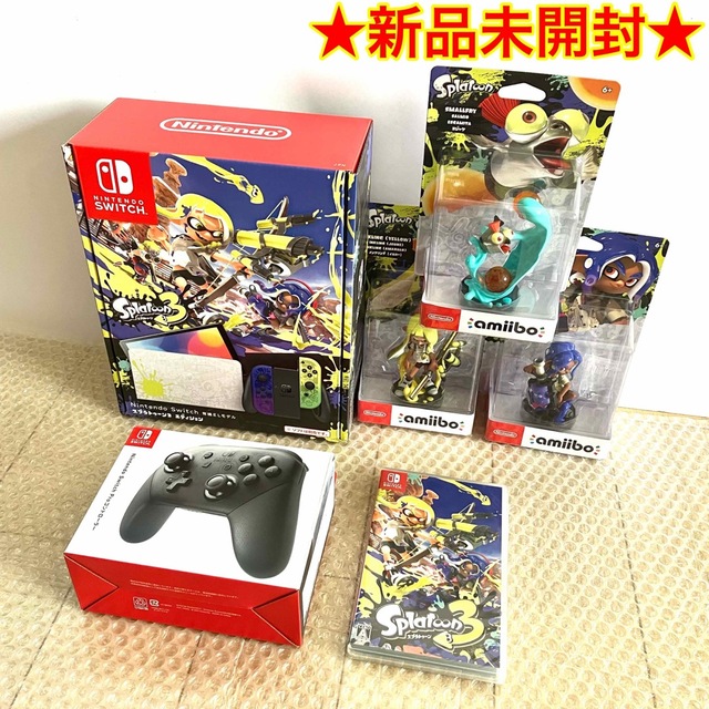 Nintendo Switch(ニンテンドースイッチ)の【新品未使用】 有機EL スプラトゥーン　プロコン　amiibo ソフト エンタメ/ホビーのゲームソフト/ゲーム機本体(家庭用ゲーム機本体)の商品写真