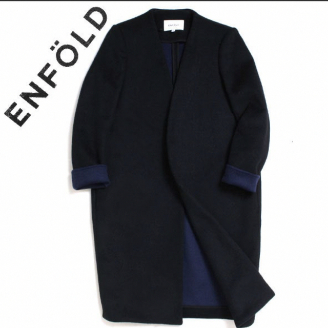 ENFOLD(エンフォルド)のENFOLD ウールリバーノーカラーコート レディースのジャケット/アウター(ノーカラージャケット)の商品写真