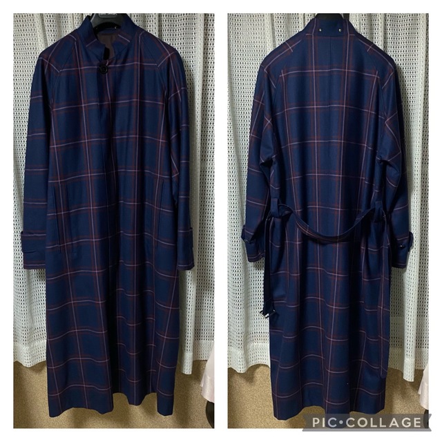 【限定】チェック　ノーカラーロングコート Paul Smith ポールスミス